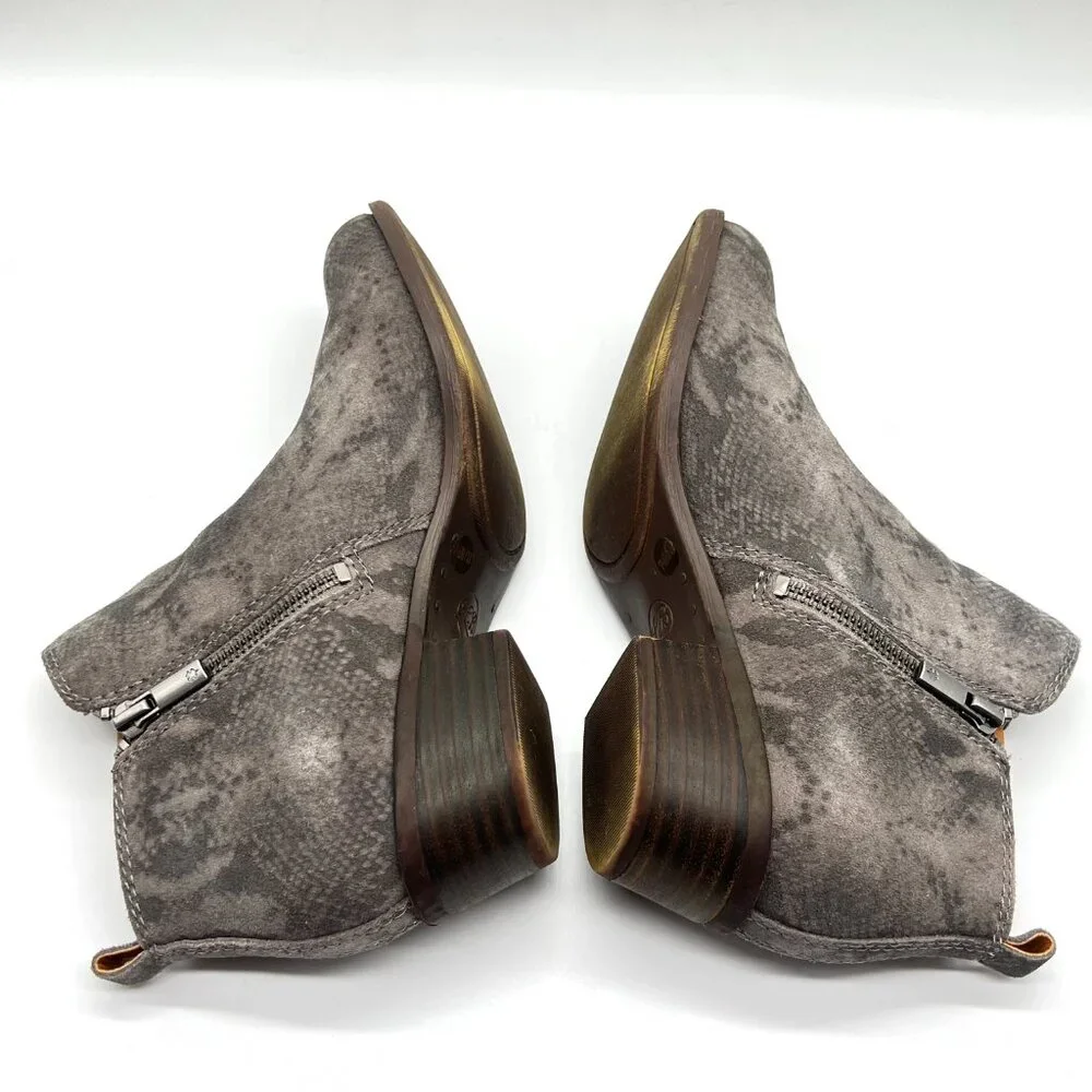 Lucky Brand Size 7.5 Basel‎ Gray Snakeskin Leather Ankle Boots Booties Shoes